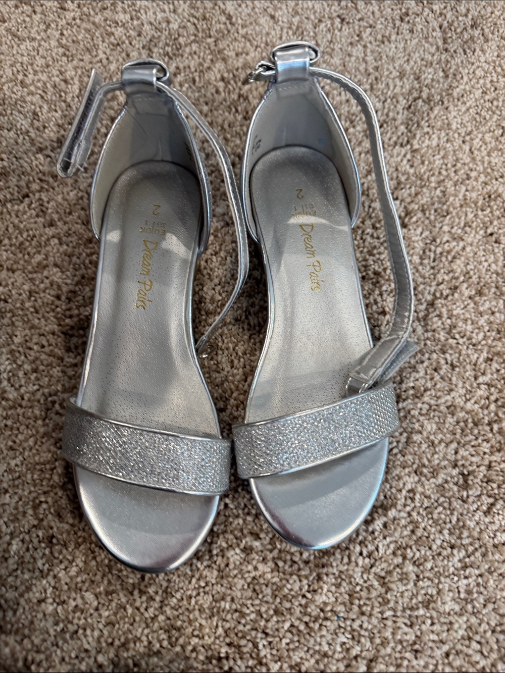 Dream Pairs Silver Glitter Ankle-Strap Sandals